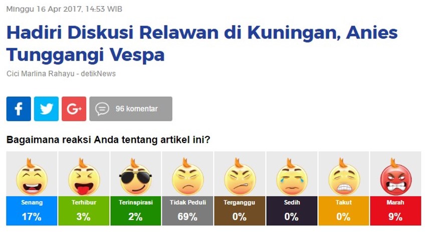 Pembaca detik.com Tak Peduli Tanggapi Aksi Paslon 3