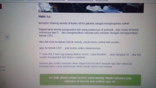 Undangan lewat e-mail untuk menyaksikan seminar yang sudah dilakukan sehari sebelumnya.